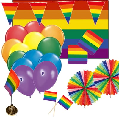Regenboog versiering pakket - 7 soorten artikelen - versiering - thema - pride