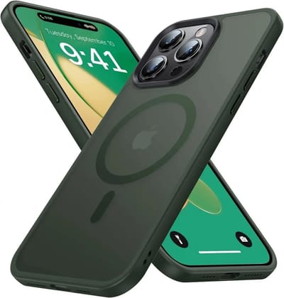 Hoesje Geschikt voor Apple iPhone 14 Pro - Compatibel met MagSafe / Qi2 - Matte Beschermhoes - Back Cover met Magneet - Donkergroen