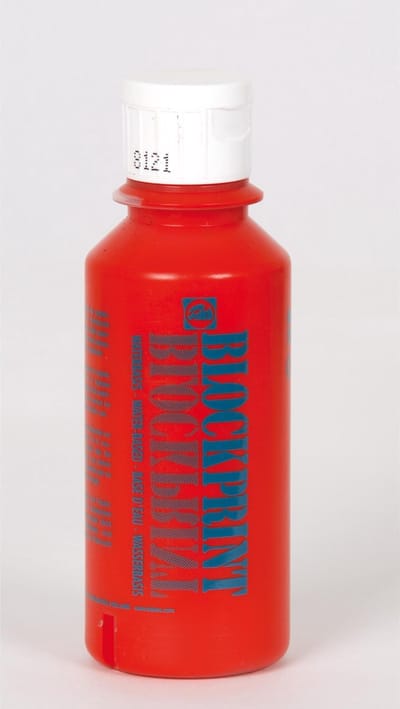 Talens Blockprint Sneldrogende Blockprint Verf 250 ml Vermiljoen 311 - Dekkend en Levendig voor Stencilling & Stempeltechnieken