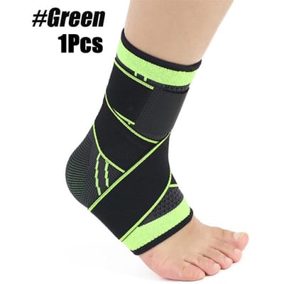 1 stuks enkelbrace compressiekous met verstelbare banden, boogondersteuning voetstabilisator, elastische wikkel voor plantaire fasciitis XL groen