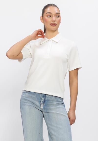 My Essential Wardrobe Mwhelle Polo Tee Tops & T-shirts Dames - Shirt - Wit - Maat M