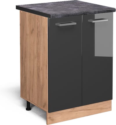 Vicco R-Line Keukenonderkast – 60 cm, WB Antraciet Antraciet Hoogglans