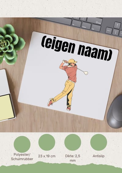 Akyol - golfer man met eigen naam Muismat - Golf - golfers - leuk cadeau voor iemand die houdt van golfen - cadeau - kado - 23 bij 19 cm