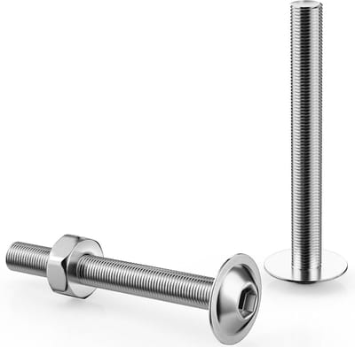 Dailygoods - 40 stuks lenskopschroeven, M5 x 50 mm, schroeven, roestvrij staal, binnenzeskant met flens en moeren, M5 platte kopschroeven, roestvrijstalen schroeven, A2 V2A ISO 7380, schroefdraadschroeven, ronde