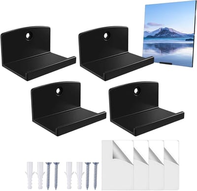 Platen Houders - Wandmontage Systeem - Verzamelingen Tonen - Vierdelige Set - 6x6x6 cm - Zwart