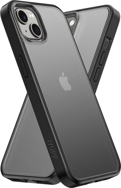 IYUPP Hoesje geschikt voor iPhone 13 Hoesje - Shockproof Back Cover - Mat Zwart Transparant