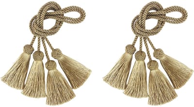 longziming -Set van 2 Paar Handgemaakte Gordijn Koorden met Kwastjes – Decoratieve Gordijn Tiebacks voor Ramen, Woonkamer en Kantoor – Geel