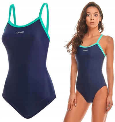 ZAGANO - Badpak dames - Sneldrogende - Sport zwempak - Strandpak damen - Maat 36 - blauw / groen