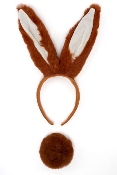 KIMU® Haarband Konijn Lange Oren Bruin met Staart - Diadeem Konijnenoren - Oortjes Bunny Paashaas Haas Pasen Paasviering Festival