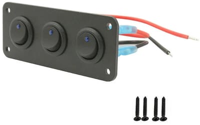12 Volt 3-Gang Marine Schakelpaneel – Blauw LED – Voor Boot of Tender