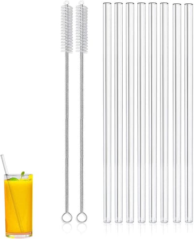 Herbruikbare Glazen Rietjes - Transparant - 20 cm x 8 mm - Borosilicaatglas - Voor Koude en Warme Dranken