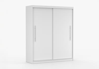 Kledingkast NICO II 203 cm - 2-deurs schuifdeurkast met kledingstang - Garderobekast met ruime opbergruimte - Moderne kast voor slaapkamer en hal (Wit)