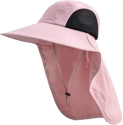 VHV - Zonnehoed Dames - Safarihoed - Vishoed - Brede Rand Outdoor Hoed - Paardenstaart Opening - Kinband - Voor Tuinieren Strand Wandelen - Roze
