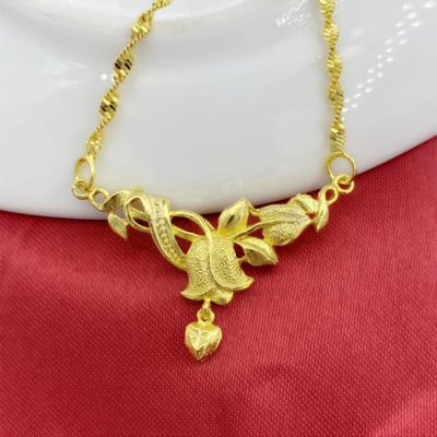 Zandgoud Ketting Euro Munt Gouden Sieradenset Ketting Dames Trendy Imitatie Goud Roos Ketting
