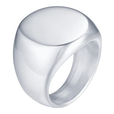 Stalen heren ring Mendes Ronde Zegel Zilverkleurig-21.5mm
