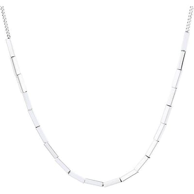 S925 Sterling Zilver Minimalistisch Geometrisch Vierkant Buis Stikwerk Ketting Europa en De Verenigde Staten Ins Niche Ontwerp All-match Ketting white