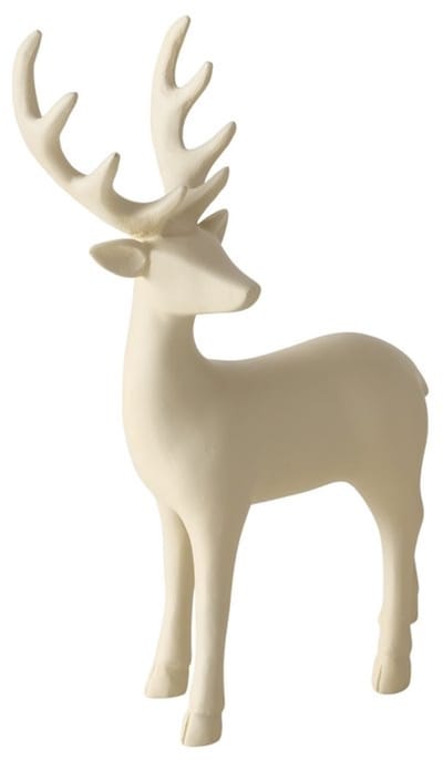 Boltze – Beeld - Hert - Hario - Handgemaakt - Polyresin - 22 cm Hoog - Mat Beige - Kerst
