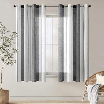 Dailygoods - Dailygoody - Transparante Gordijnen - Voile met Inslagringen - Elegante Vormgeving - 140 x 175 cm - Lichtdoorlatend - Set van 2 Stuks - Woon- en Slaap...
