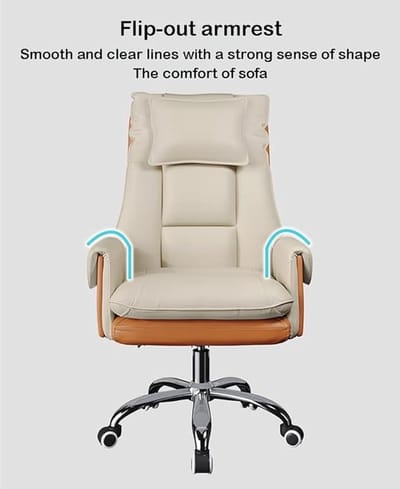 Ergonomische Gaming Bureaustoel Hoge Rugleuning – Comfortabele Schuifstoel met PU Wielen & Optionele Voetensteun voor Thuis & Kantoor – Beige Design
