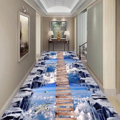 3D Lange Gang Runner Tapijt Gras Steen Pastorale Weg Kleed Antislip Trapmat 160*200cm