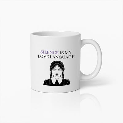 330ml Stilte is Mijn Taal van Liefde Mok – Gotische Stijl Koffiebeker, Perfect Cadeau voor Introverten