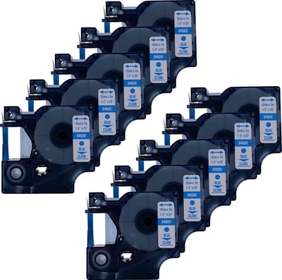 DULA Dymo D1 45011 - S0720510 - Compatible label tape - 10 lettertapes - Blauw op transparant - 12mm x 7m