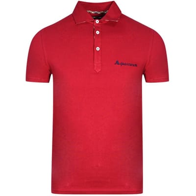 Aquascutum Unisex Logo poloshirt voor volwassenen (Rood)