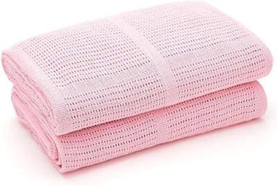 Zachte babydeken set van 2 - 100% biologisch katoen - ideaal voor kinderbed en kinderwagen - roze 75 x 95 cm