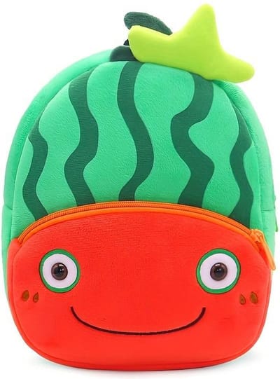 BoefieBoef Watermeloen Kinder Rugzak – Pluche Peuter- Kleuter rugtas 0-5 Jaar – Groente & Fruit is Gezond & Fit – Ergonomisch & Wasbaar – Baby Backpack – Jongen & Meisje – Schooltas, Gymtas, Peuterspeelzaal & BSO – Cadeau Verjaardag - Rood