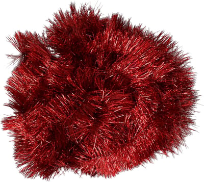 Decoris kerstslinger - rood - 270 x 7 cm - tinsel/folie slinger - lametta - kerstslinger