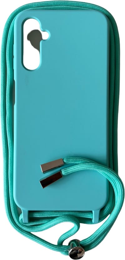Premium Kwaliteit TPU Backcover met Koord (2.5mm dik) - Geschikt voor Samsung Galaxy A54 - Siliconen Beschermhoesje met zachte microvezelvoering - Turquoise