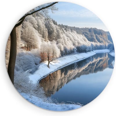 Saammp Muurcirkel Hout - Natuur - 2 dolfijnen - landschappen - Ø 90 - Wandcirkel - Wanddecoratie Cirkel - Muurdecoratie Woonkamer - Slaapkamer decoratie - Rond Schilderij