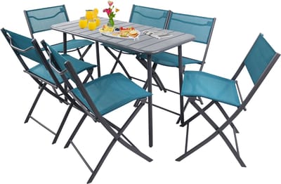VCM 7-delige bistroset eettafel tuinset balkonset stoel opvouwbare tafel tuin camping Sumila