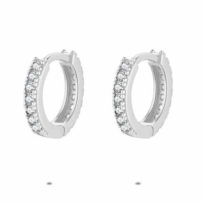 Twice As Nice Oorbellen in zilver, oorring zirkonia, 12 mm