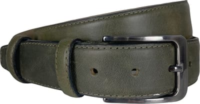 Dames Riem - Mosgroen - Heren Riem - Leren Riem Groen - 3.5 cm Breed - 110 cm (Taille maat tot 90 cm) - Arrigo