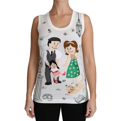 Dolce & Gabbana Witte Katoenen #gdfamily Mouwloze Shirt Tank Top