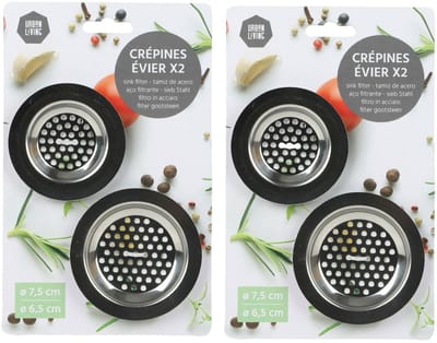 Urban Living Gootsteenfilters - zeefjes - vuil opvangers - 4x stuks - metaal