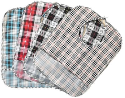 4 stuks - Slabbetjes voor volwassenen - Water- en stofdicht - Met afneembaar - Kruimelopvangzakje - Unisex - Ontwerp met strikbandjes - Wasbaar en herbruikbaar - Omkeerbaar - 38 x 50 cm - Medium maat - Diverse kleuren