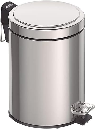 5 liter vuilnisbak met pedaal - keuken badkamer slaapkamer - metaal roestvrij staal - 205 cm x 29 cm