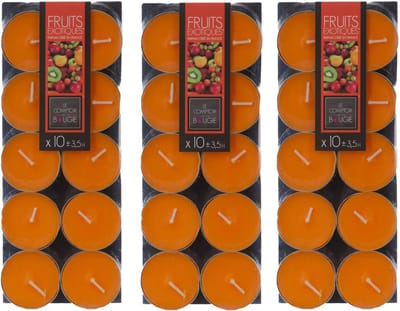 Atmosphera Geurtheelichtjes - 30x stuks - Exotisch Fruit geur - was/paraffine - 3,5 branduur