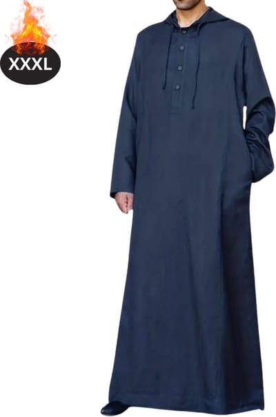 Nivard Islamitische Kleding - Djellaba Heren - Moslim Kleding - Arabisch Mannen Kaftan - Alhamdulillah - Marineblauw XXXL