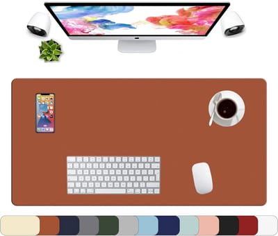 Grote Waterbestendige Muismat van Kunstleer voor Computer en Kantoor - 900 x 450 x 2 mm, Bruin