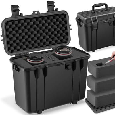 tectake® Camera Koffer - 41 x 22 x 34 cm - Afsluitbare Box van Hard Kunststof - Stootvast, Stof- en Waterdicht - Koffer voor Camera's, Gereedschap - Beschermhoes met Schuim inlegstukken - Waterdichte Transportbox
