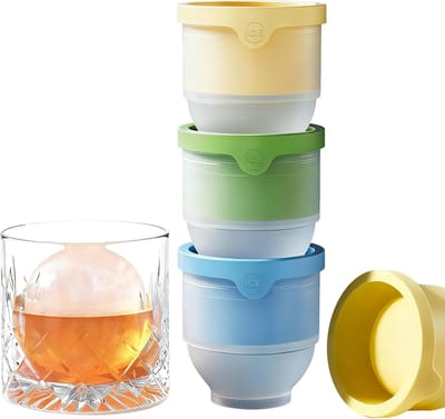 IJsblokjesvorm - IJsbalmal – IJsvormpjes - IJs Vorm Makers – 3 Stuks – Langzaam Smeltend – Eenvoudig Loslaten – Herbruikbaar – Geschikt voor het maken van cocktails – 6cm - Groen, Blauw, Geel