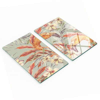 Decoratieve glazen snij- en serveerplanken met roze flamingo's, 2x30x52 cm