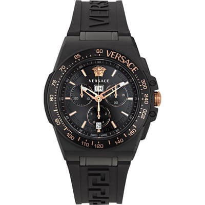 Versace Greca Extreme Chrono VE7H00323 Horloge - Siliconen - Zwart - Ø 45 mm