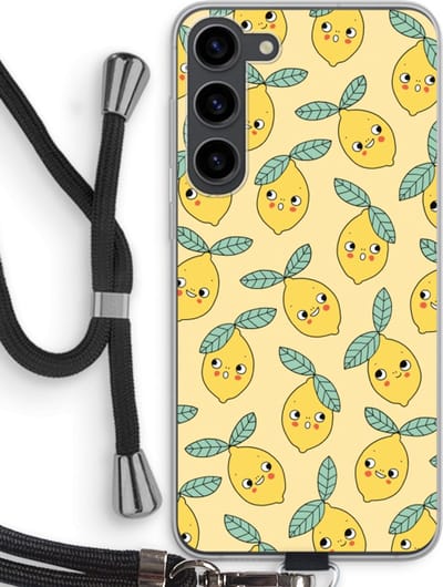 Case Company® - Hoesje met koord geschikt voor Samsung Galaxy S23 Plus hoesje met Koord - Citroenen - Telefoonhoesje met Zwart Koord - Bescherming aan alle Kanten en Over de Schermrand
