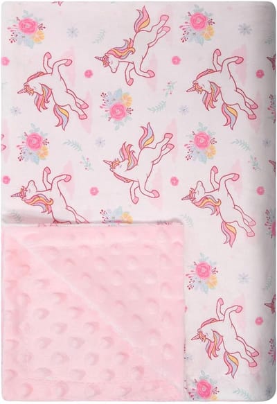 Zachte Kinderen Dekentje 100 x 75 cm met Dotted Achterkant, Perfect als Kraamcadeau, Geschikt voor Wieg, Kinderwagen en Autostoel