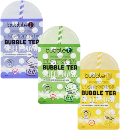 Bubble T Face Sheet Mask - Set van 3 | Bubble Tea Gezichtsmaskers - Met Niacinamide & Aloë Vera | Hydraterend & Verfrissend - Vegan