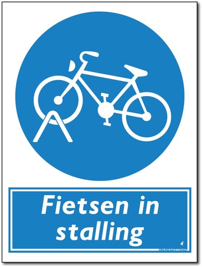 Fietsenstalling bord - Fietsen in stalling - Forex - 30 x 40 cm - Weerbestendig
